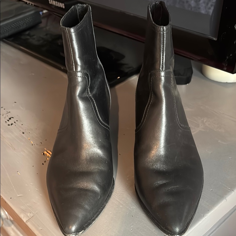 Black Leather Ankle Boots